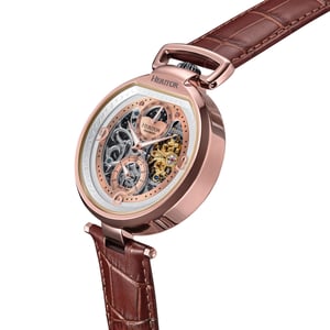 Heritor Automatische Lincoln-Skelettuhr mit Lederarmband und Mondphase