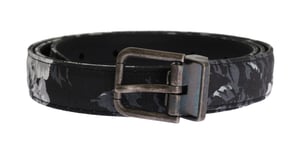 Dolce & Gabbana - Ceinture en cuir de lin noir Caïman pour homme