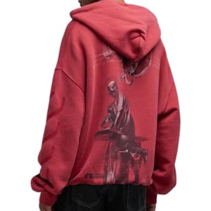 Off-White St. Matthew Design Skate Fit Kapuzenpullover in verwaschenem Rot