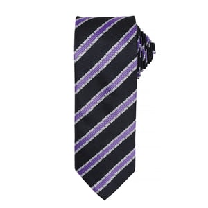 Premier Mens Waffle Stripe Formal Business Tie (Schwarz/Rich Violet)