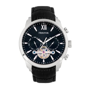 Heritor Automatik Arthur Semi-Skelett Lederarmbanduhr mit Tag/Datum