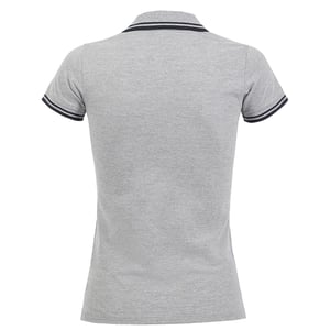 SOLS Damen/Damen Pasadena Tipped Kurzarm-Pique-Poloshirt (Heather Grey/Navy)