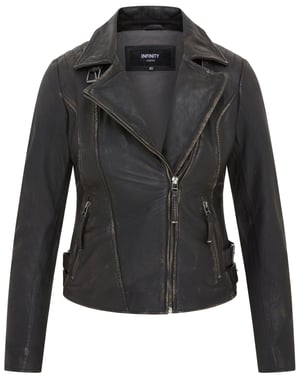 Brando Bikerjacke aus schwarzem Leder für Damen – Finnsnes