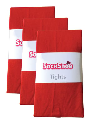 3 Paar Multipack Damen farbige undurchsichtige 80 Denier Strumpfhosen | Socken Snob | einfarbige Blockfarbe Strumpfhosen - Feuerrot