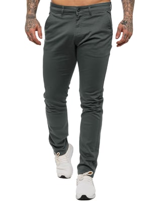 Enzo | Herren Slim Fit Stretch Chino Jeans - Grau