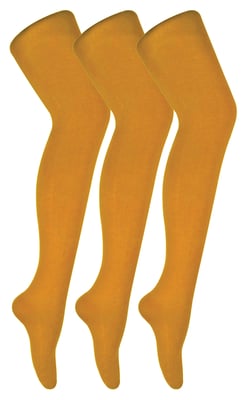 3 Paar Multipack Damen farbige undurchsichtige 80 Denier Strumpfhosen | Sock Snob | einfarbige Blockfarbe Strumpfhosen - Senf