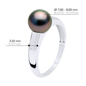 Armreif Ring Prestige Silber 925 rhodiniert - Echte Tahiti-Zuchtperle rund 7-8 mm