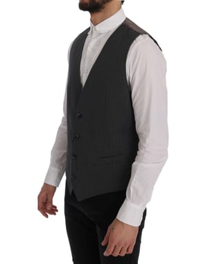 Dolce & Gabbana - Gilet rayé en coton gris STAFF pour homme