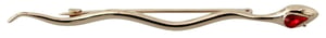Dolce & Gabbana Goldfarbene Messing-Schlangen-Rote Kristall-Marken-Reversnadel Brosche
