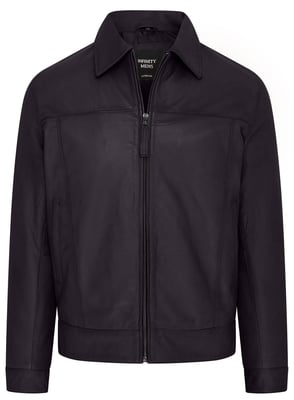 Schwarze Retro-Bikerjacke aus klassischem Leder für Herren im Harrington-Stil - Drammen