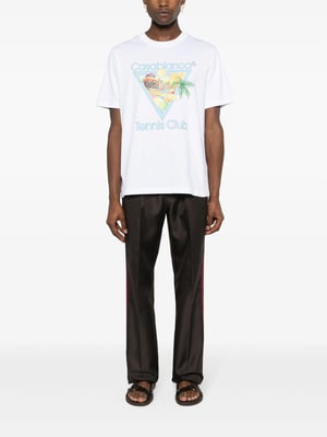 Casablanca Afro Cubism Tennis Club Bedrucktes T-Shirt in Weiß