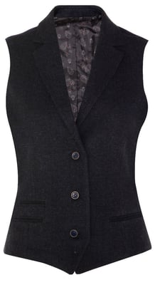 Damen-Weste aus Tweed im 1920er-Jahre-Stil mit Fischgrätenmuster in Marineblau