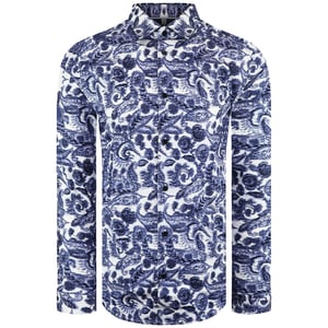 Ted Baker Uldale Mens White/Blue Petersiliehemd