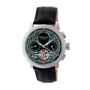 Heritor Automatik Aura Herren-Halbskelett-Lederarmbanduhr