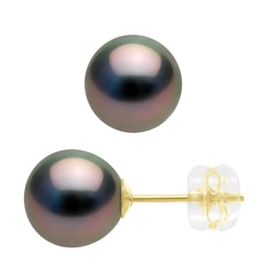 Ohrringe - Gelbgold 375 - Echte Tahiti-Zuchtperlen rund 8-9 mm