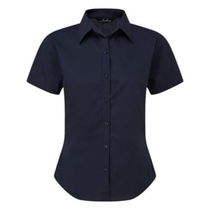 Premier Damen Kurzarm Popeline Bluse / Arbeitshemd (Marineblau)