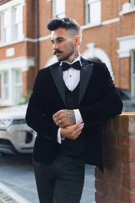 Schwarzer Herren-Smoking-Anzug-Blazer aus Samt