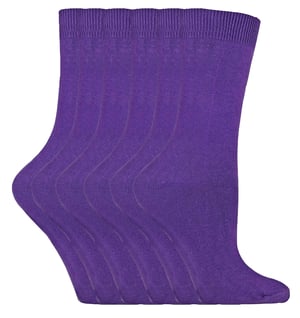 Sock Snob - Lot 6 paires femme coton fine unies couleur uni qualite chaussettes - PL30 Violet