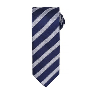 Premier Mens Waffle Stripe Formal Business Krawatte (Navy/Silver)