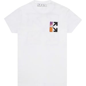 Off-White T-Shirt mit Farbverlaufspfeilen und Logo in schmaler Passform in Weiss