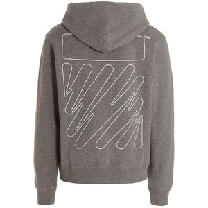 Off-White Wave Outline Diag Design Grau Slim Hoodie