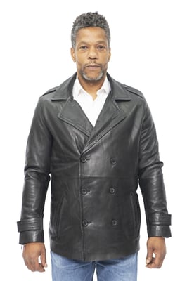Herren-Leder-Peacoat-Amara