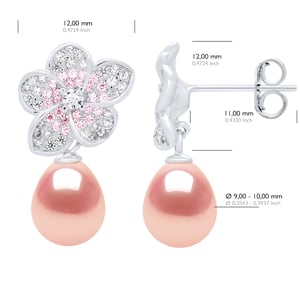 Ohrringe - Schmuck Silber - Echte Süßwasser-Zuchtperlen Birne 9-10 mm