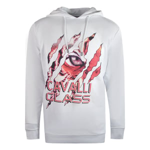 Cavalli Class Spahender Tiger Design Weisser Kapuzenpullover