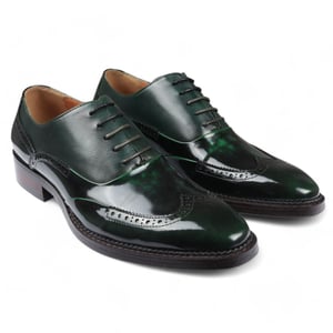 Justin Reess Herren-Brogue-Schuhe aus grünem Lackleder - Harry