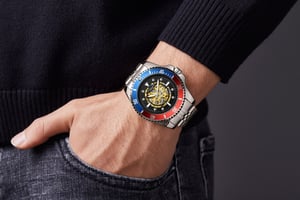 Handmontierte Anthony James Limited Edition Skeleton Sports Automatic Steel