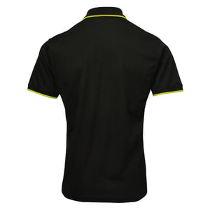 Premier Mens Contrast Coolchecker Polo Shirt (Schwarz/Limette)