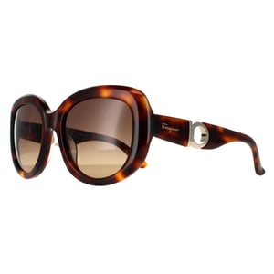 Salvatore Ferragamo Oval Damen Schildkröte Braun Gradient Sonnenbrille