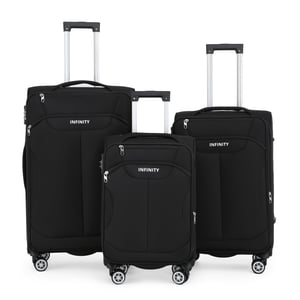 Schwarzer Weichschalenkoffer mit 8 Rollen, Gepäckset, Reisegepäck, TSA, leichtes Handgepäck, Kabinentasche