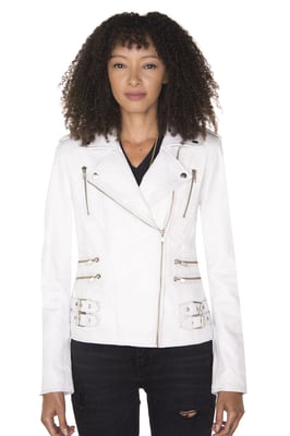 Damen Leder Vintage Brando Bikerjacke-Orlando