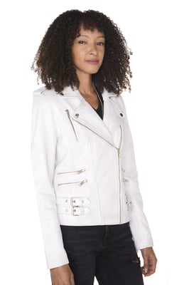 Damen Leder Vintage Brando Bikerjacke-Orlando