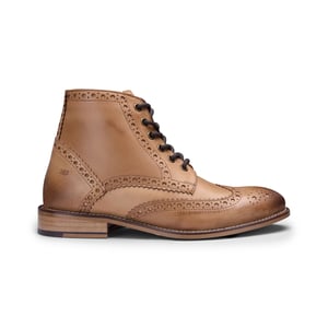 Klassische Herren-Gatsby-Brogue-Stiefeletten aus Oxford-braunem Leder
