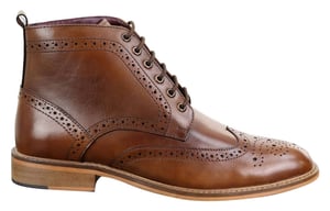Klassische Oxford-Brogue-Stiefeletten für Herren aus hellbraunem Leder