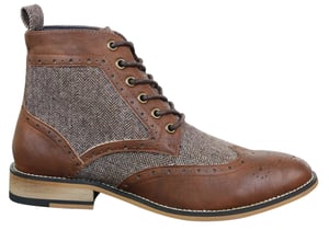 Klassische Herren-Tweed-Oxford-Stiefeletten aus braunem Leder
