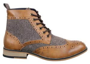 Klassische Herren-Tweed-Oxford-Stiefeletten aus hellbraunem Leder