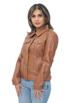 Damen-Trucker-Jeansjacke aus Leder – Anderlecht