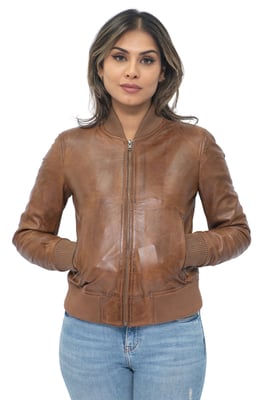Damen MA-1 Leder Bomberjacke-Abbotsford