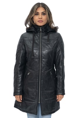 Gesteppter Parka-Mantel aus Leder für Damen-Allentown