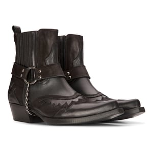 Herren-Cowboy-Stiefeletten aus Leder, Schwarz, Braun, kubanischer Biker, Winklepicker Western