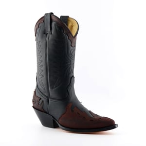 Grinders Unisex-Cowboystiefel aus schwarzem/burgunderrotem Leder, Arizona