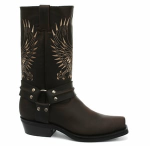 Grinders Herren-Cowboystiefel aus braunem Leder, Weißkopfseeadler