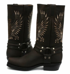 Grinders Herren-Cowboystiefel aus braunem Leder, Weißkopfseeadler