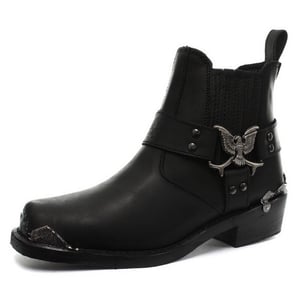 Grinders Herren Schwarze Cowboy Biker Stiefel - Eagle Lo