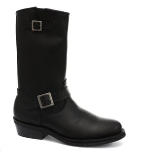 Grinders Unisex Schwarze Western-Lederstiefel mit glatter Sohle-Rebel