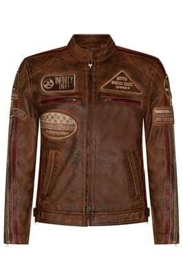 Leder-Racing-Biker-Motorradjacke mit Reißverschluss