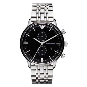 Emporio Armani AR0389 Chronograph Schwarzes Zifferblatt Herrenuhr